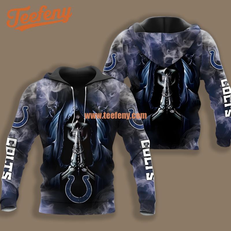 Indianapolis Colts Death Smoke Black Blue Printed 3D Hoodie