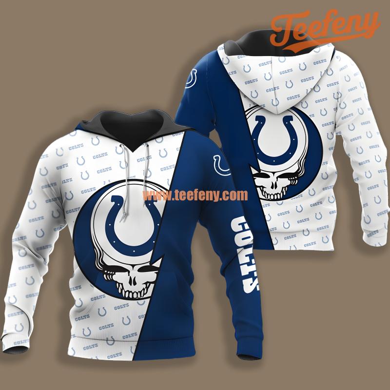Indianapolis Colts Grateful Dead Blue White Pattern 3D Hoodie