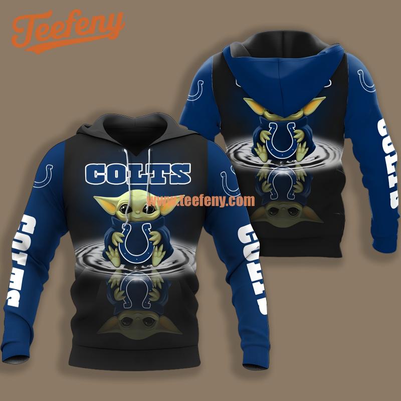 Indianapolis Colts Grogu Star Wars Black Blue Design 3D Hoodie