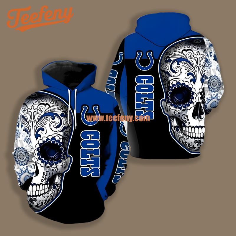 Indianapolis Colts Jack Skellington Blue Black Fashion 3D Hoodie