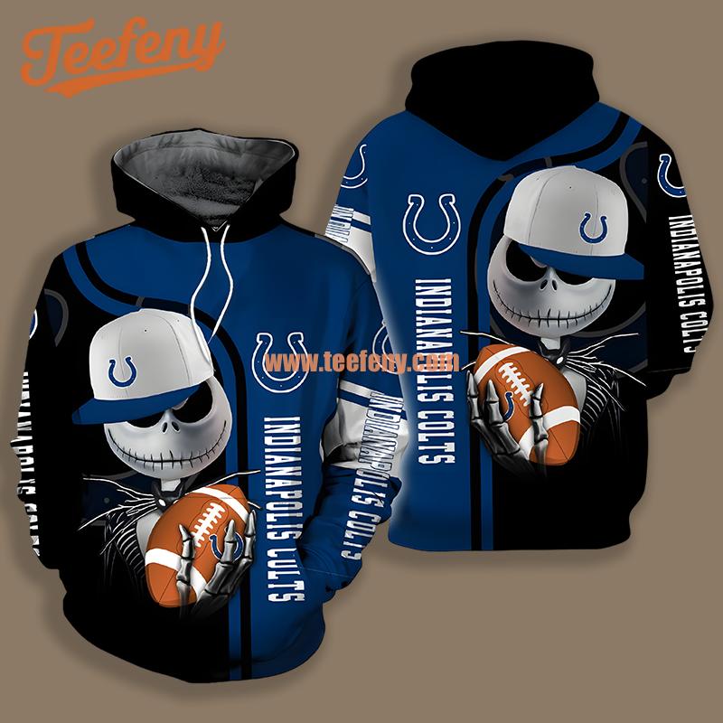 Indianapolis Colts Jack Skellington Blue Black Printed 3D Hoodie