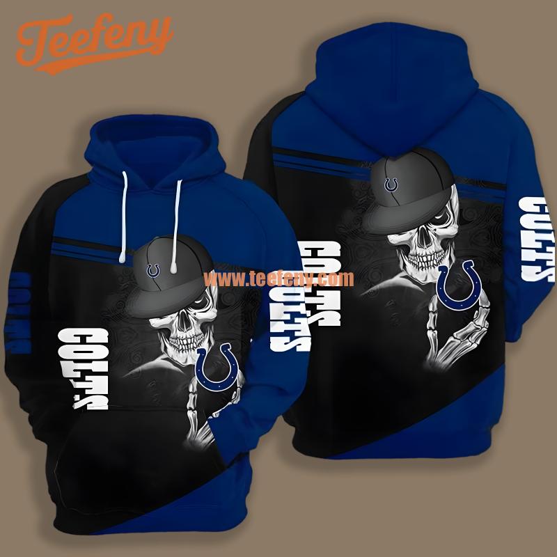 Indianapolis Colts Skull Blue Black Jacket 3D Hoodie