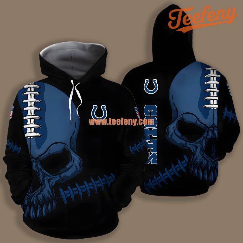 Indianapolis Colts Skull Blue Black Zip Up 3D Hoodie