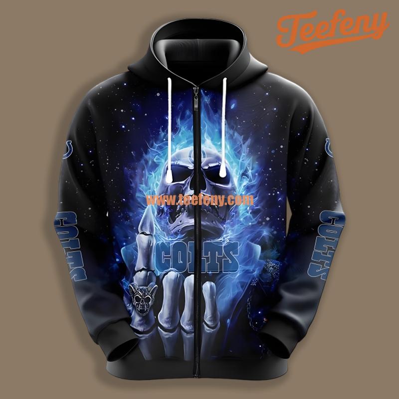 Indianapolis Colts Skull Unleash Black Cool 3D Hoodie
