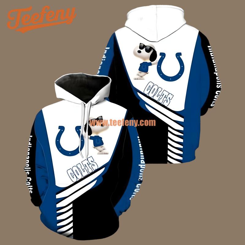 Indianapolis Colts Snoopy Blue White Graphic 3D Hoodie