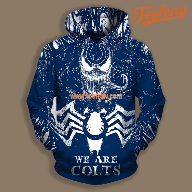 Indianapolis Colts Venom Blue White Fashion 3D Hoodie