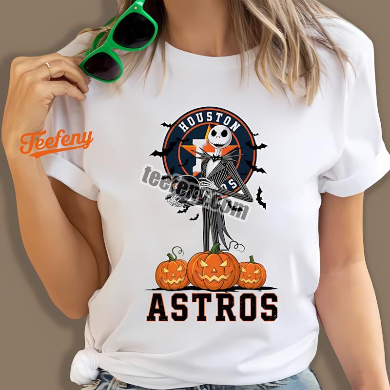 Jack Skellington Houston Astros Halloween Pumpkin Mens Shirt