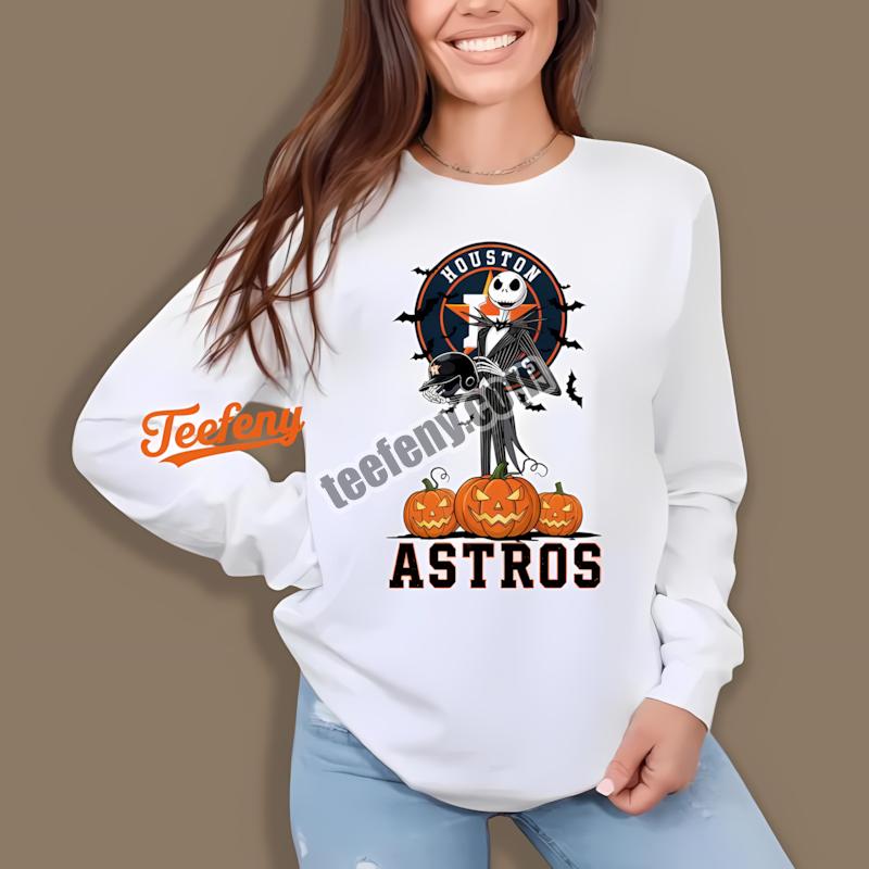 Jack Skellington Houston Astros Halloween Pumpkin Mens Long Sleeve Jack Skellington Houston Astros Halloween Pumpkin Mens Long Sleeve
