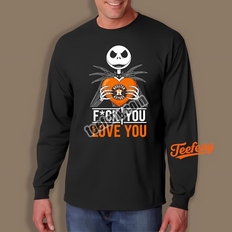 Jack Skellington Houston Astros Heart Cotton Long Sleeve Jack Skellington Houston Astros Heart Cotton Long Sleeve