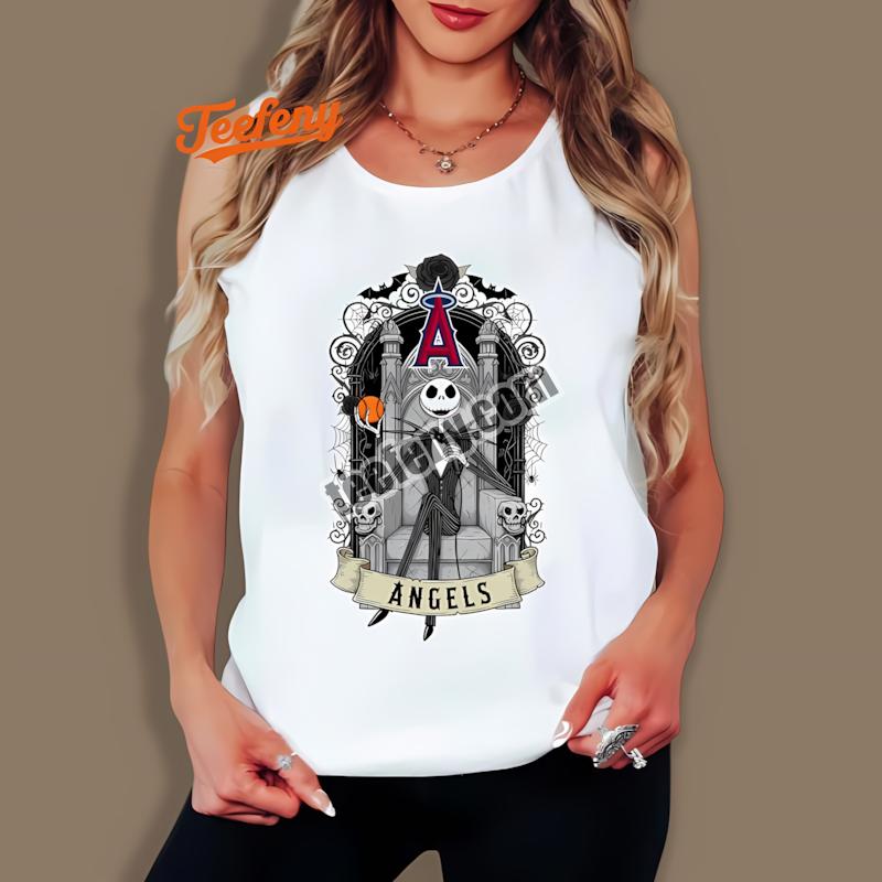 Jack Skellington Los Angeles Angels Baseball Throne Tanktop Jack Skellington Los Angeles Angels Baseball Throne Tanktop