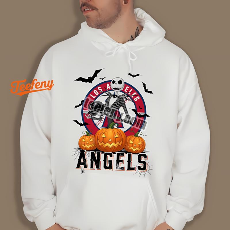 Jack Skellington Los Angeles Angels Pumpkin Halloween Hoodie Jack Skellington Los Angeles Angels Pumpkin Halloween Hoodie