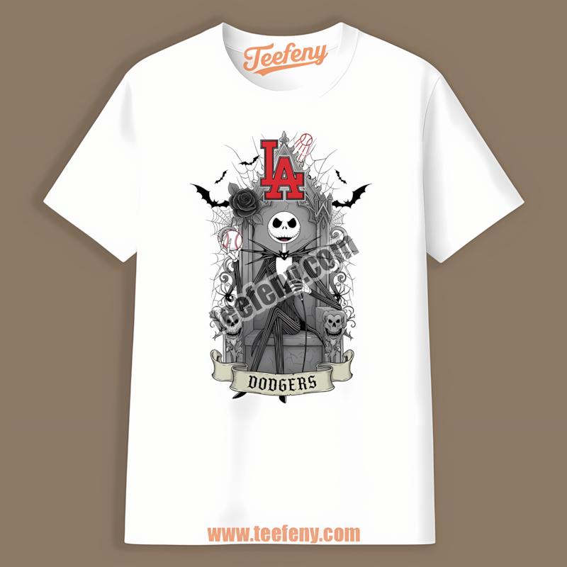 Jack Skellington Los Angeles Dodgers Baseball Throne Shirt