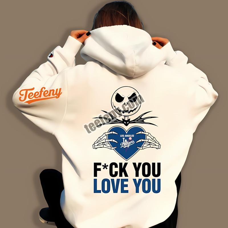 Jack Skellington Los Angeles Dodgers Heart Fan Hoodie Jack Skellington Los Angeles Dodgers Heart Fan Hoodie