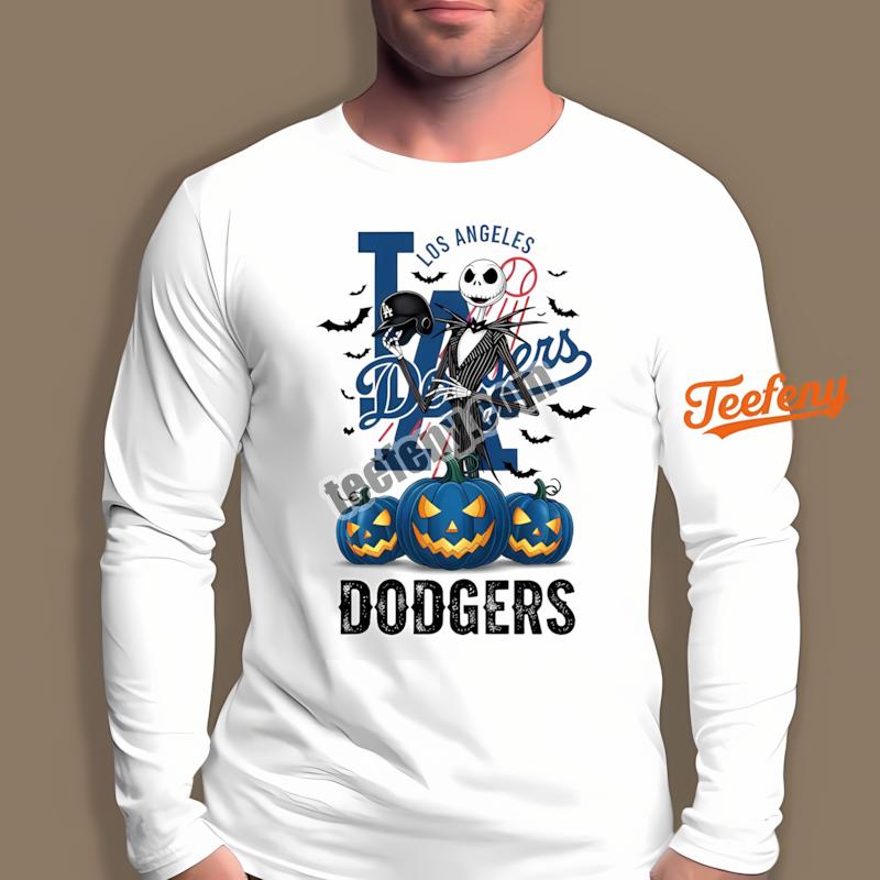 Jack Skellington Los Angeles Dodgers Pumpkin Halloween Long Sleeve Jack Skellington Los Angeles Dodgers Pumpkin Halloween Long Sleeve