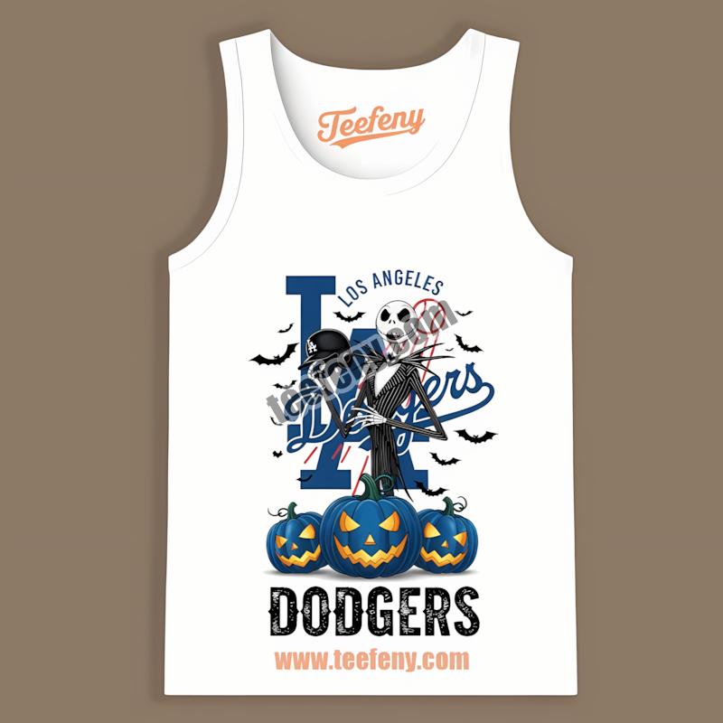 Jack Skellington Los Angeles Dodgers Pumpkin Halloween Tanktop Jack Skellington Los Angeles Dodgers Pumpkin Halloween Tanktop