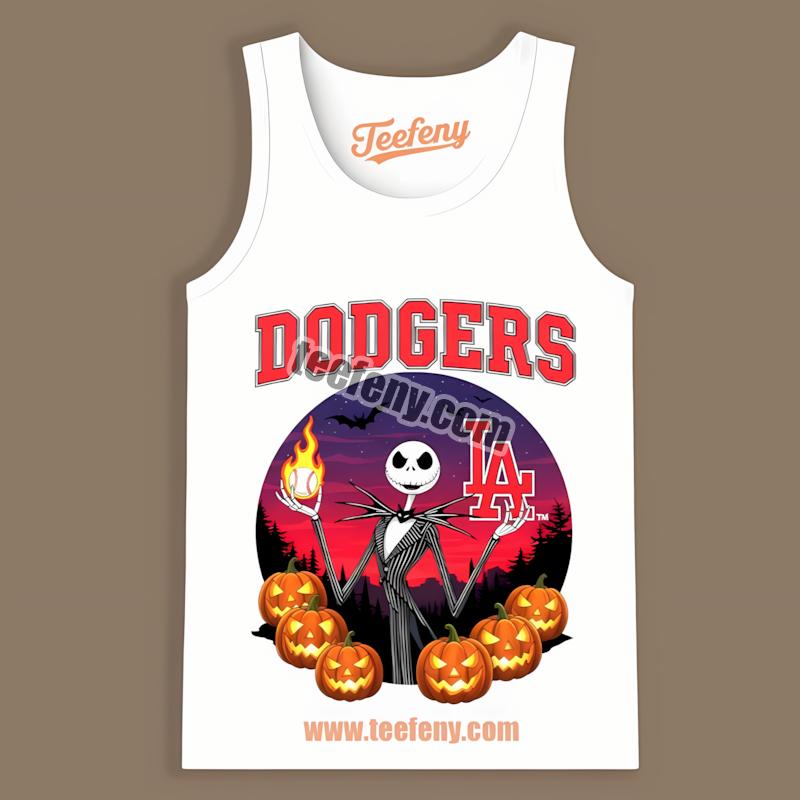 Jack Skellington Los Angeles Dodgers Spooky Halloween Tanktop Jack Skellington Los Angeles Dodgers Spooky Halloween Tanktop