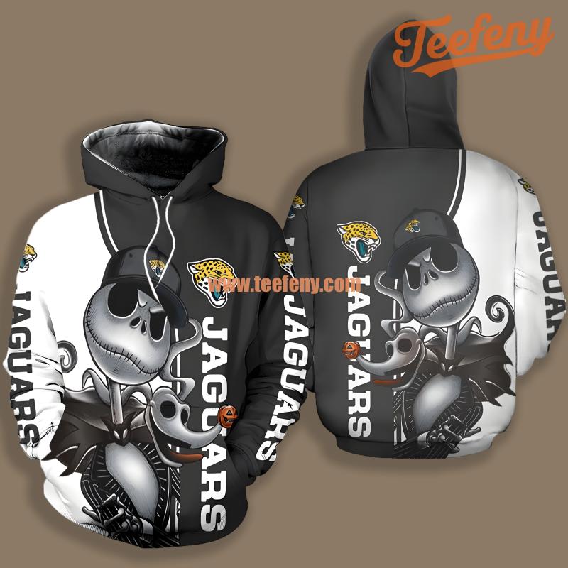 Jacksonville Jaguars Jack Skellington Zero Black White Pullover 3D Hoodie