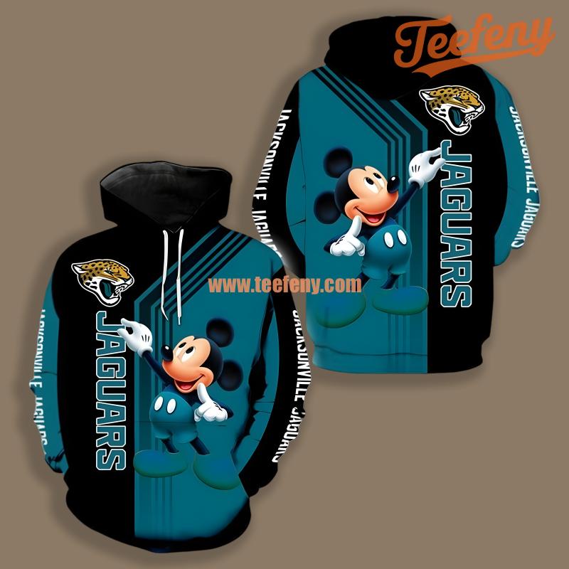 Jacksonville Jaguars Mickey Mouse Blue Black Print 3D Hoodie
