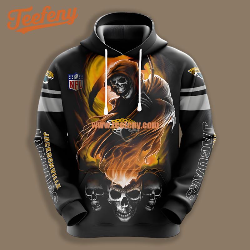 Jacksonville Jaguars Skull Black Yellow Realistic 3D Hoodie