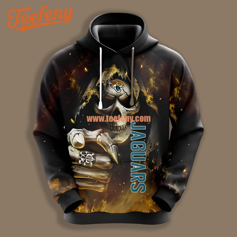 Jacksonville Jaguars Skull Champion Black Pullover 3D Hoodie
