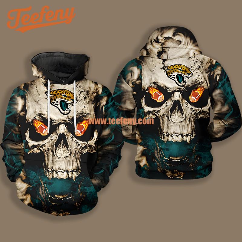 Jacksonville Jaguars Skull Grey Black Boys 3D Hoodie