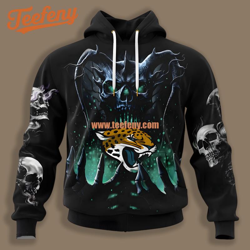 Jacksonville Jaguars Skull Uprising Black Printing 3D Hoodie