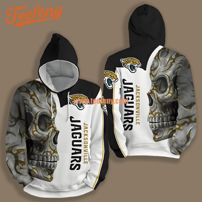 Jacksonville Jaguars Skull White Black For Men 3D Hoodie