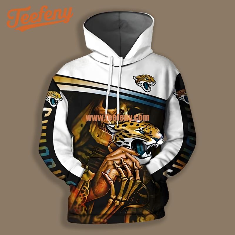 Jacksonville Jaguars Skull White Yellow Printing 3D Hoodie