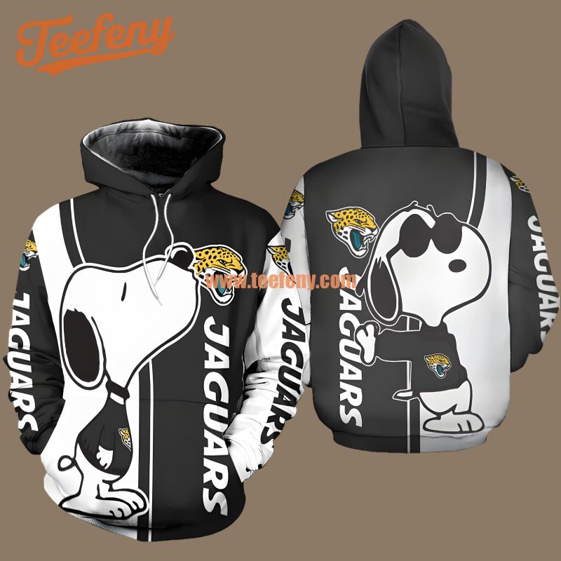 Jacksonville Jaguars Snoopy White Black Fashion 3D Hoodie