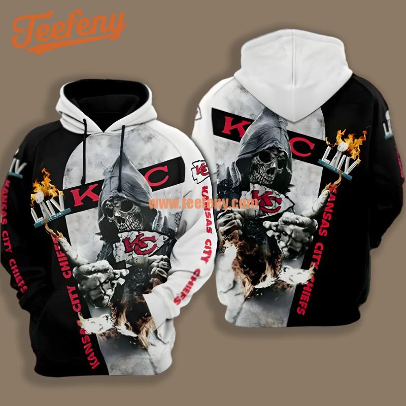 Kansas City Chiefs Death Holding Black White Printed 3D Hoodie