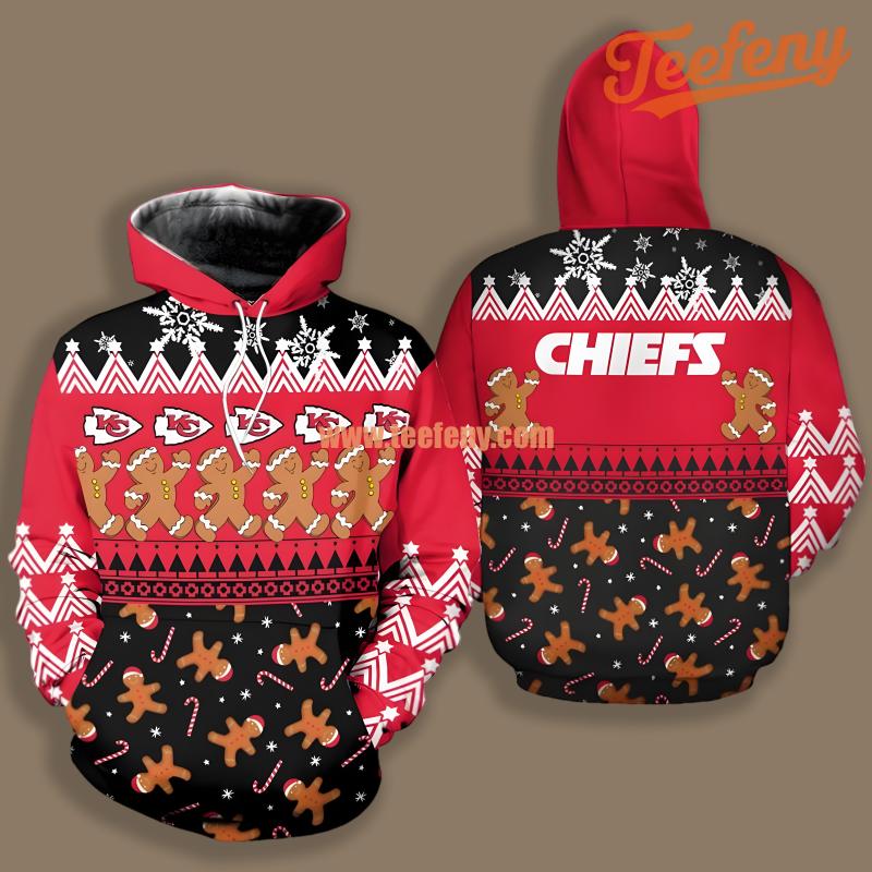Kansas City Chiefs Gingerbread Black Red Unisex 3D Hoodie