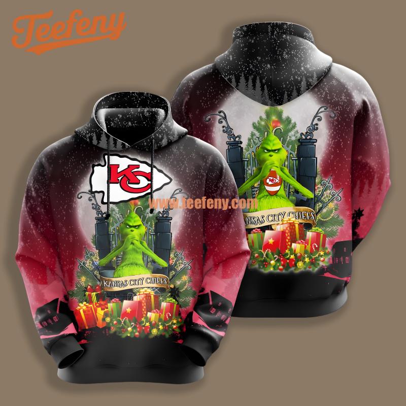 Kansas City Chiefs Grinch Christmas Red Black Unisex 3D Hoodie