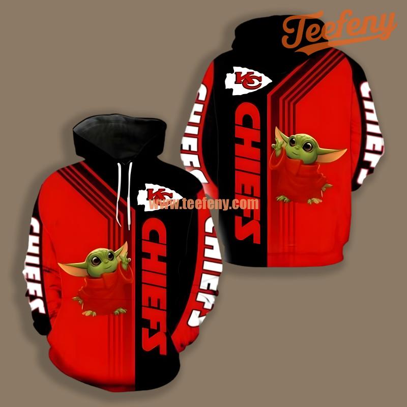 Kansas City Chiefs Grogu Star Wars Red Black Fashion 3D Hoodie