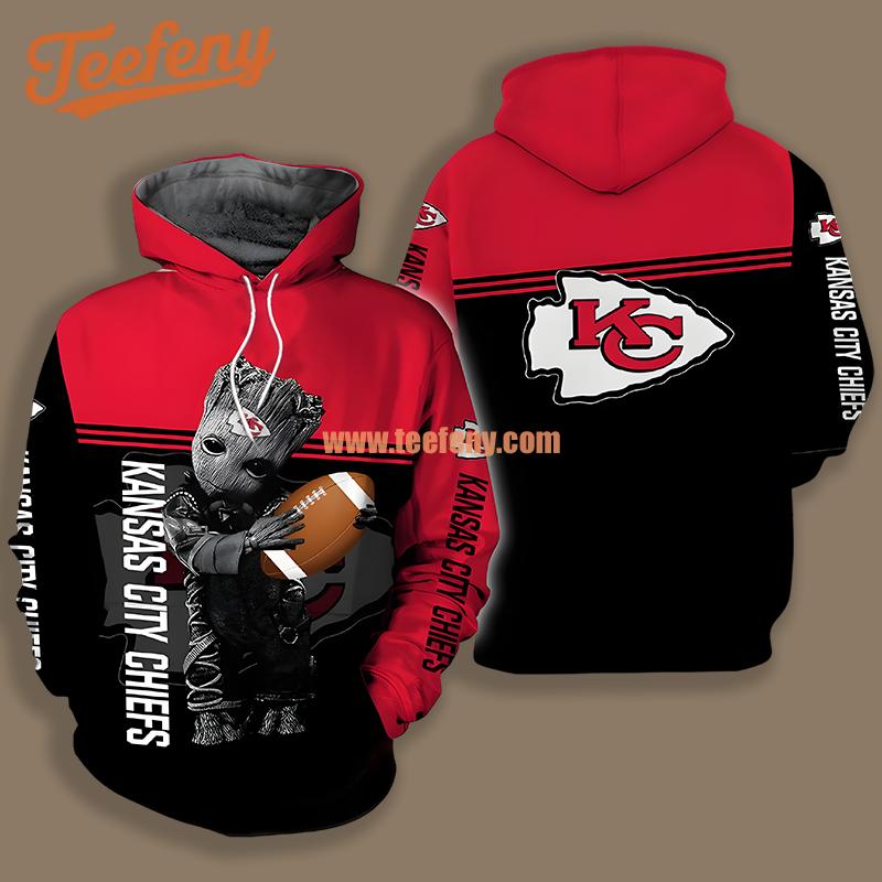 Kansas City Chiefs Groot Black Red Fashion 3D Hoodie