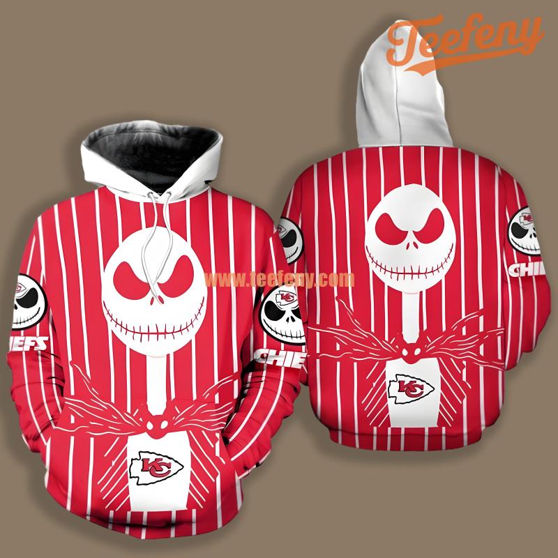 Kansas City Chiefs Jack Skellington Red White For Sale 3D Hoodie