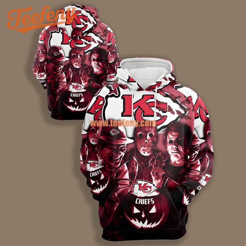 Kansas City Chiefs Jason Freddy Halloween Red Printed 3D Hoodie