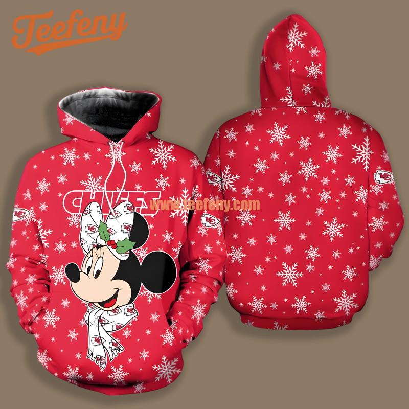 Kansas City Chiefs Minnie Mouse White Red Unisex 3D Hoodie