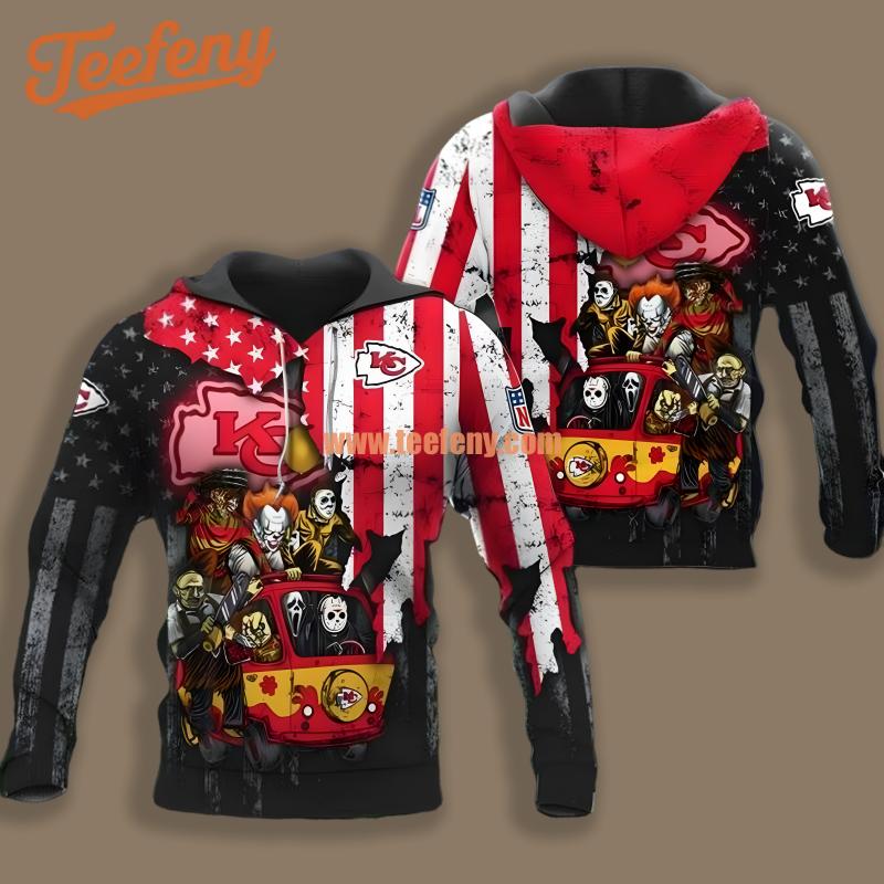 Kansas City Chiefs Pennywise Ghostface Red Black 3D Hoodie Pullover