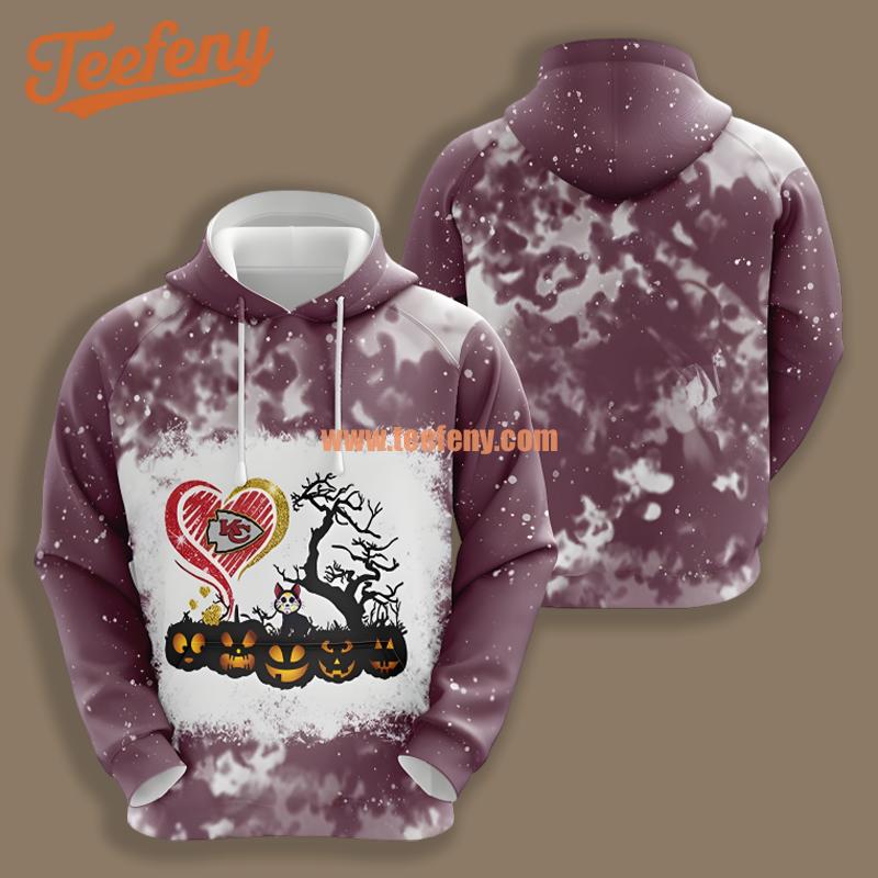 Kansas City Chiefs Pumpkins Halloween Purple White Design 3D Hoodie