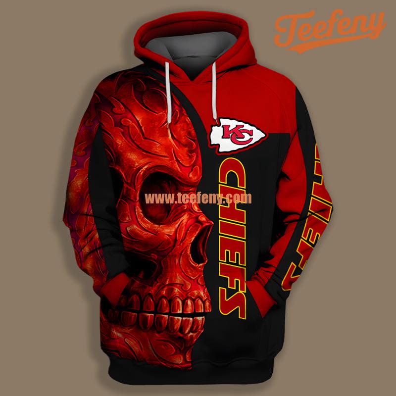 Kansas City Chiefs Punisher Skull Halloween Black Red Jacket 3D Hoodie