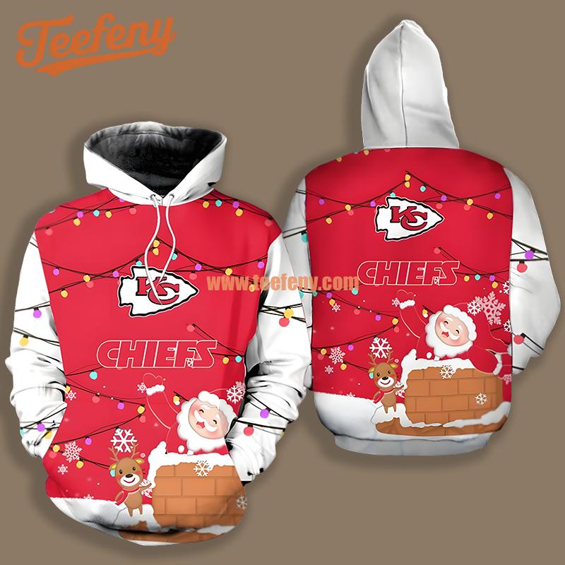 Kansas City Chiefs Santa Claus White Red Jacket 3D Hoodie