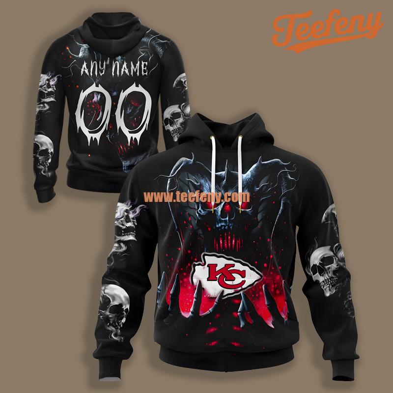 Kansas City Chiefs Skull Awakening Black Personalized 3D Hoodie