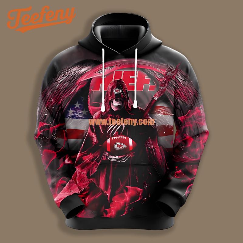 Kansas City Chiefs Skull White Red Cool 3D Hoodie
