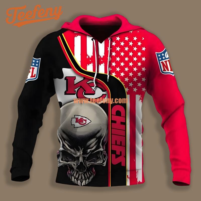 Kansas City Chiefs Skull White Red Cool 3D Hoodie