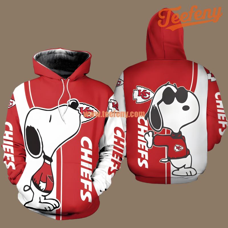 Kansas City Chiefs Snoopy Red Black Horror 3D Hoodie