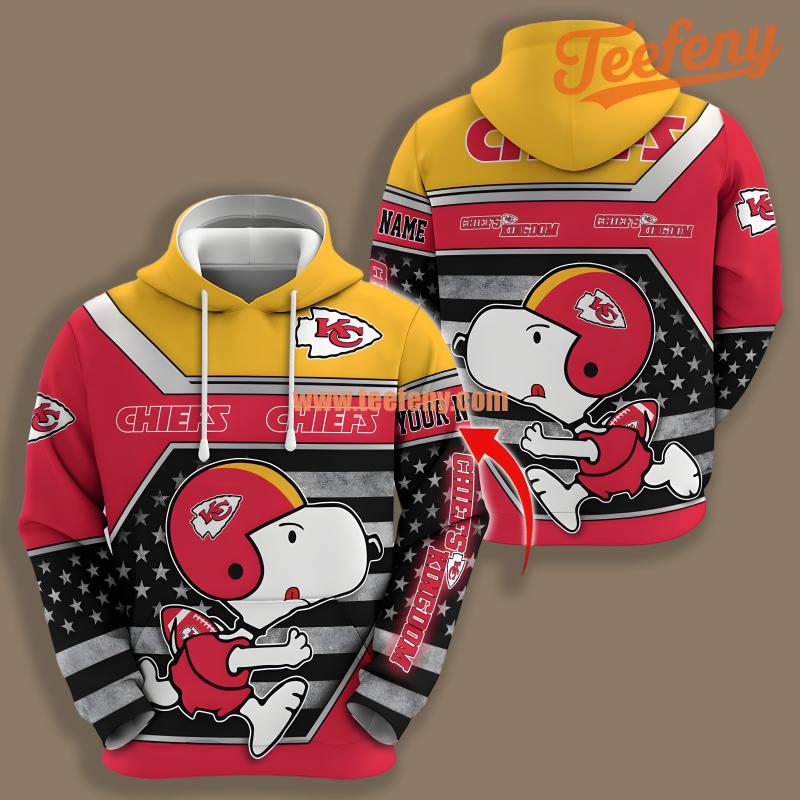 Kansas City Chiefs Snoopy Yellow Red 3D Design Hoodie