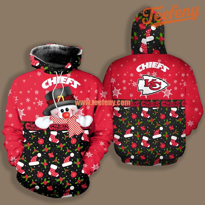 Kansas City Chiefs Snowman Black Red Jacket 3D Hoodie