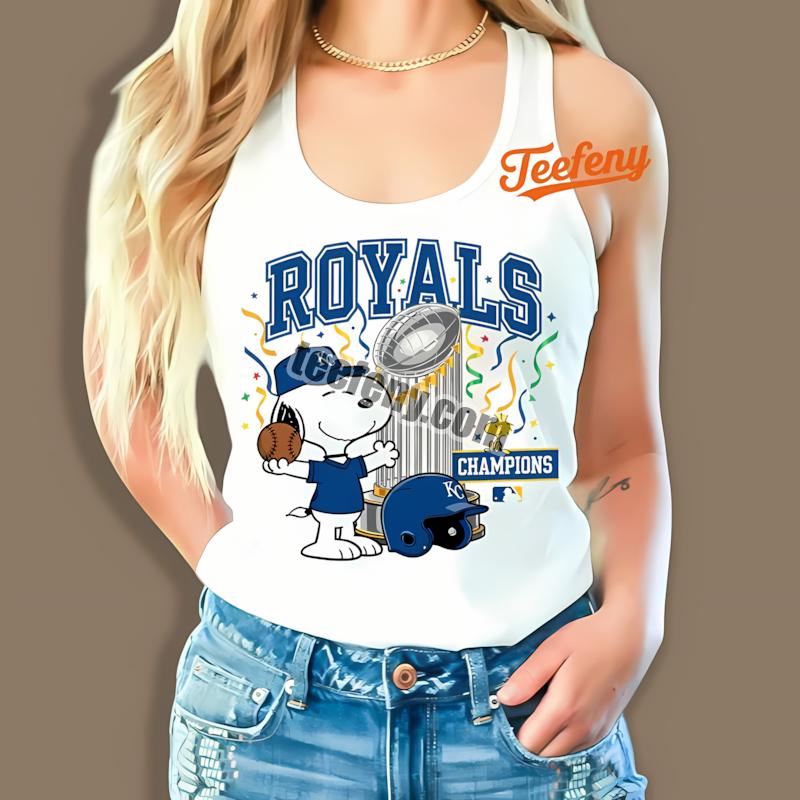 Kansas City Royals Champions Snoopy Celebration Regular Tanktop Kansas City Royals Champions Snoopy Celebration Regular Tanktop