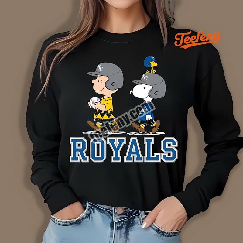 Kansas City Royals Charlie Brown Snoopy Play Together Fashion Long Sleeve Kansas City Royals Charlie Brown Snoopy Play Together Fashion Long Sleeve