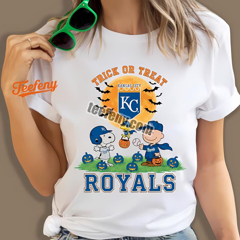 Kansas City Royals Charlie Brown Snoopy Trick Or Treat Shirt For Women